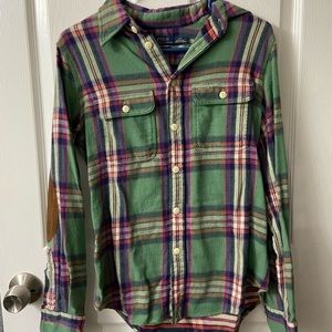 Green plaid POLO button up
